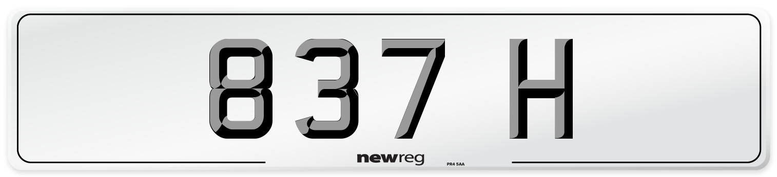837 H Number Plate from New Reg